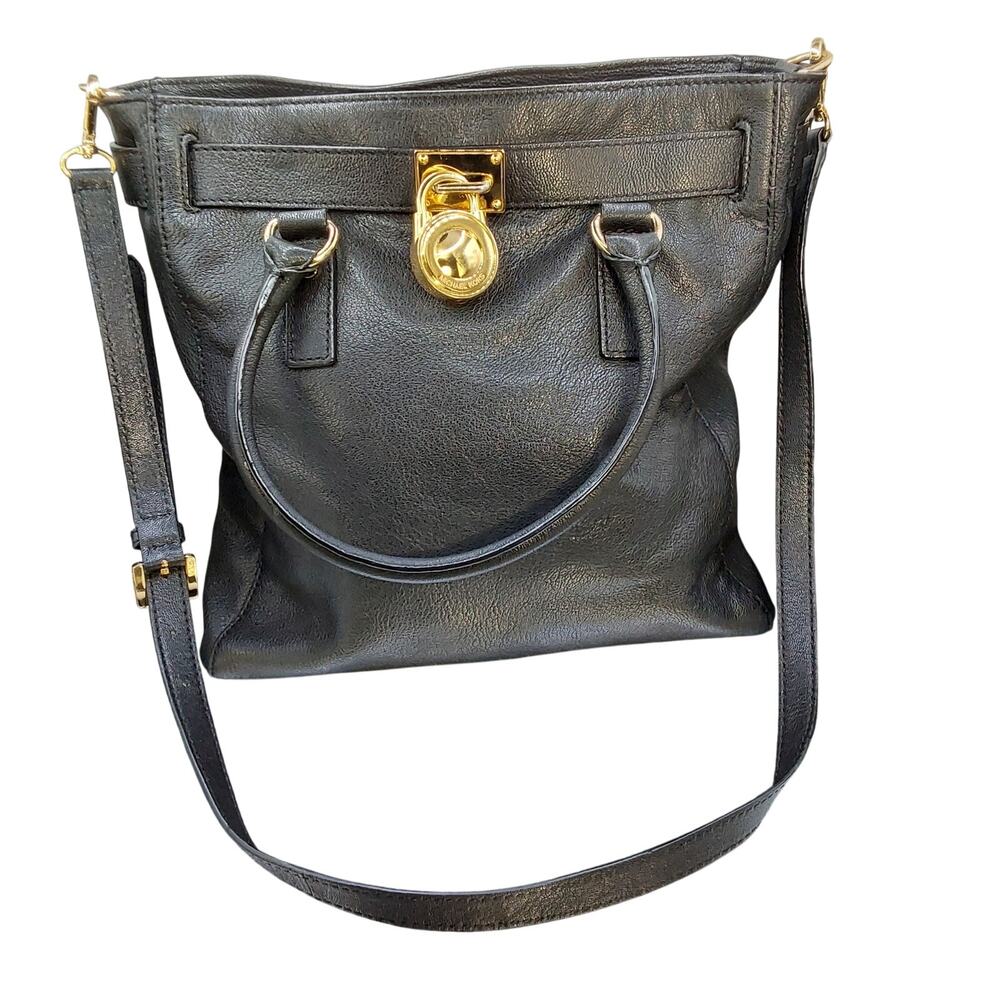 Michael Kors Hamilton Leather Shoulder Satchel Bag Purse 12"x12"x3" EUC